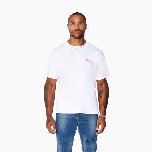 Men's  Ashes Pink In White T Shirt