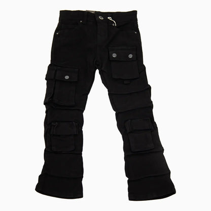 Kid's Cargo Distre Stacked Denim Pant