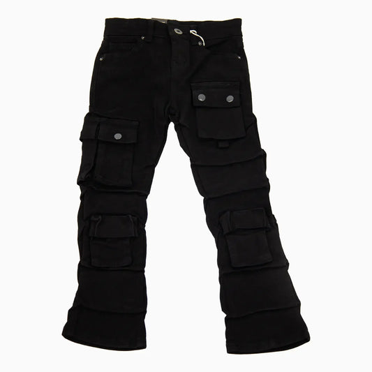 Kid's Cargo Distre Stacked Denim Pant