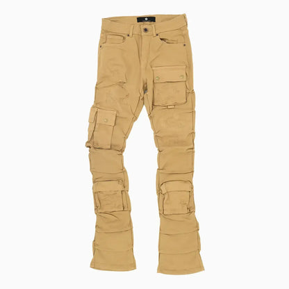 Men's Cargo Distressed Stacked Denim Pant