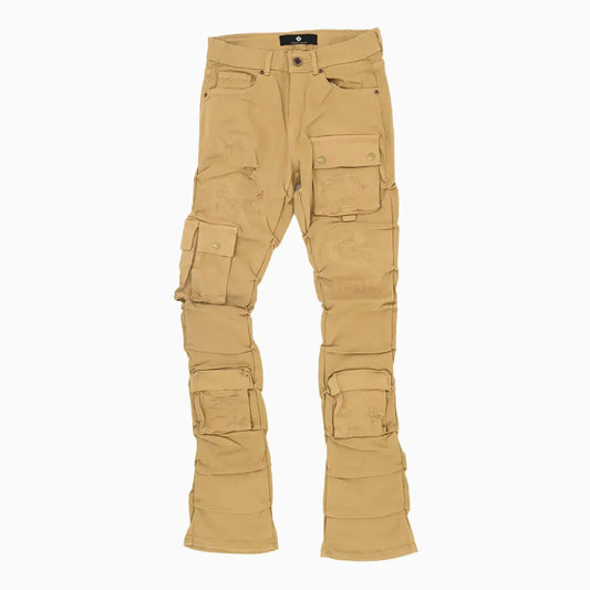 Men's Cargo Distressed Stacked Denim Pant