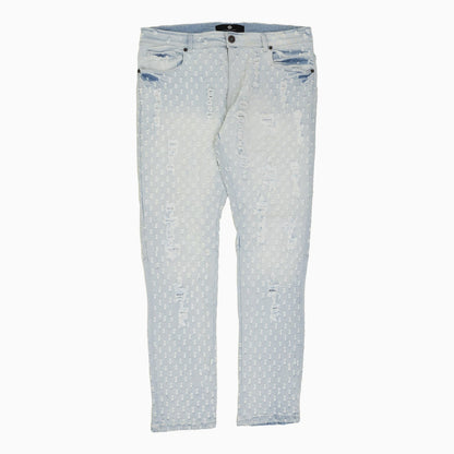 Men's Heavy Pin Distressed Denim Slim Pant