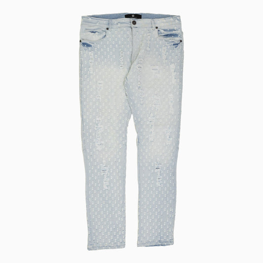 Men's Heavy Pin Distressed Denim Slim Pant