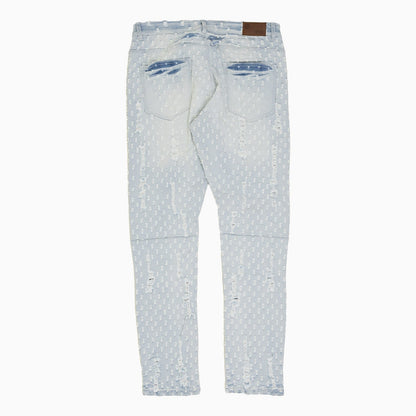 Men's Heavy Pin Distressed Denim Slim Pant