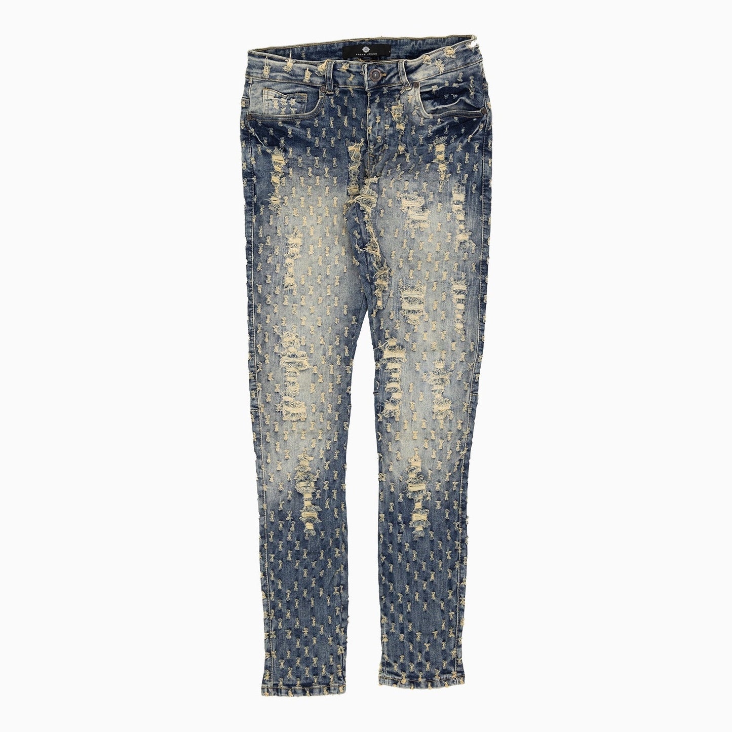 Men's Heavy Pin Distressed Denim Slim Pant