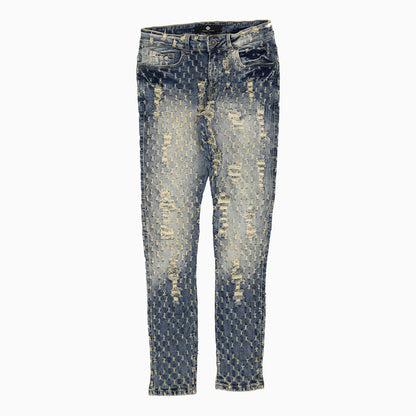 Men's Heavy Pin Distressed Denim Slim Pant