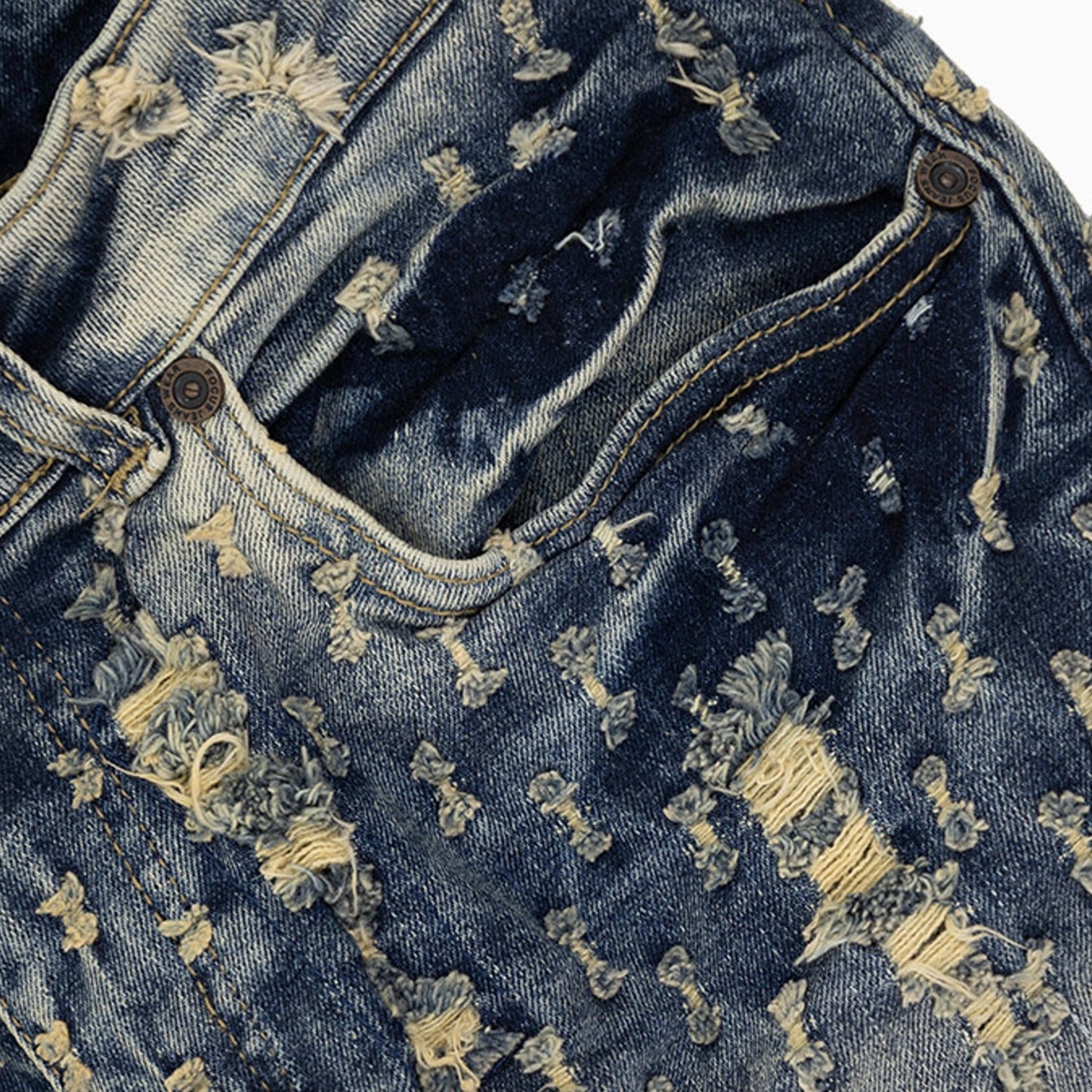 Men's Heavy Pin Distressed Denim Slim Pant