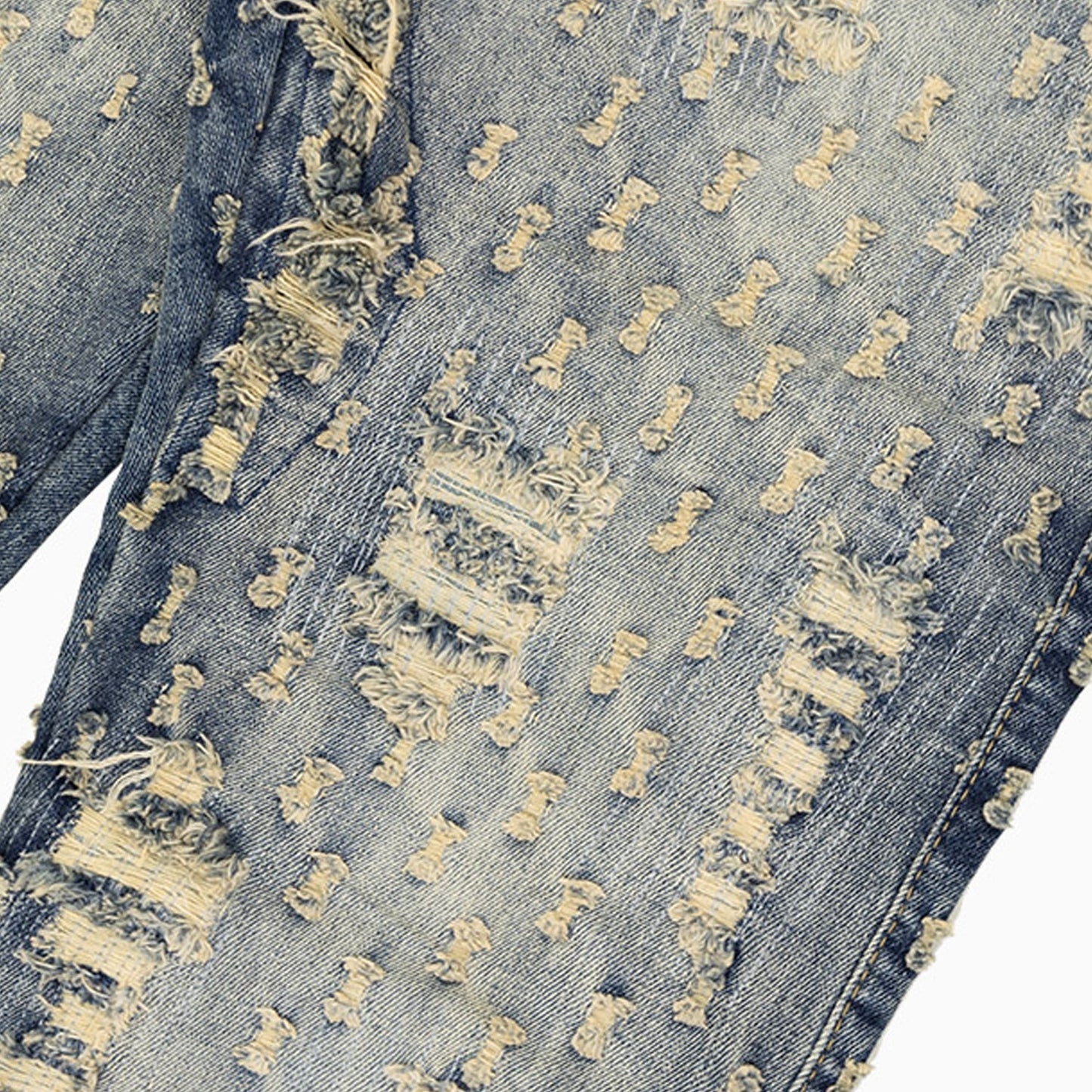 Men's Heavy Pin Distressed Denim Slim Pant