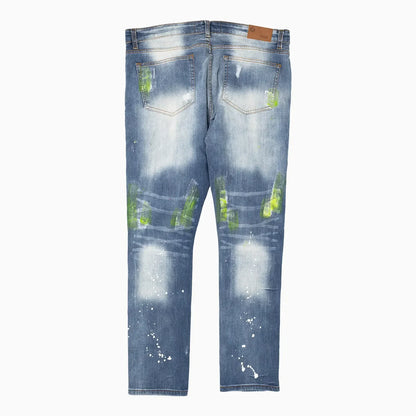 Men's Paint Splatter Embroidered Denim Pant