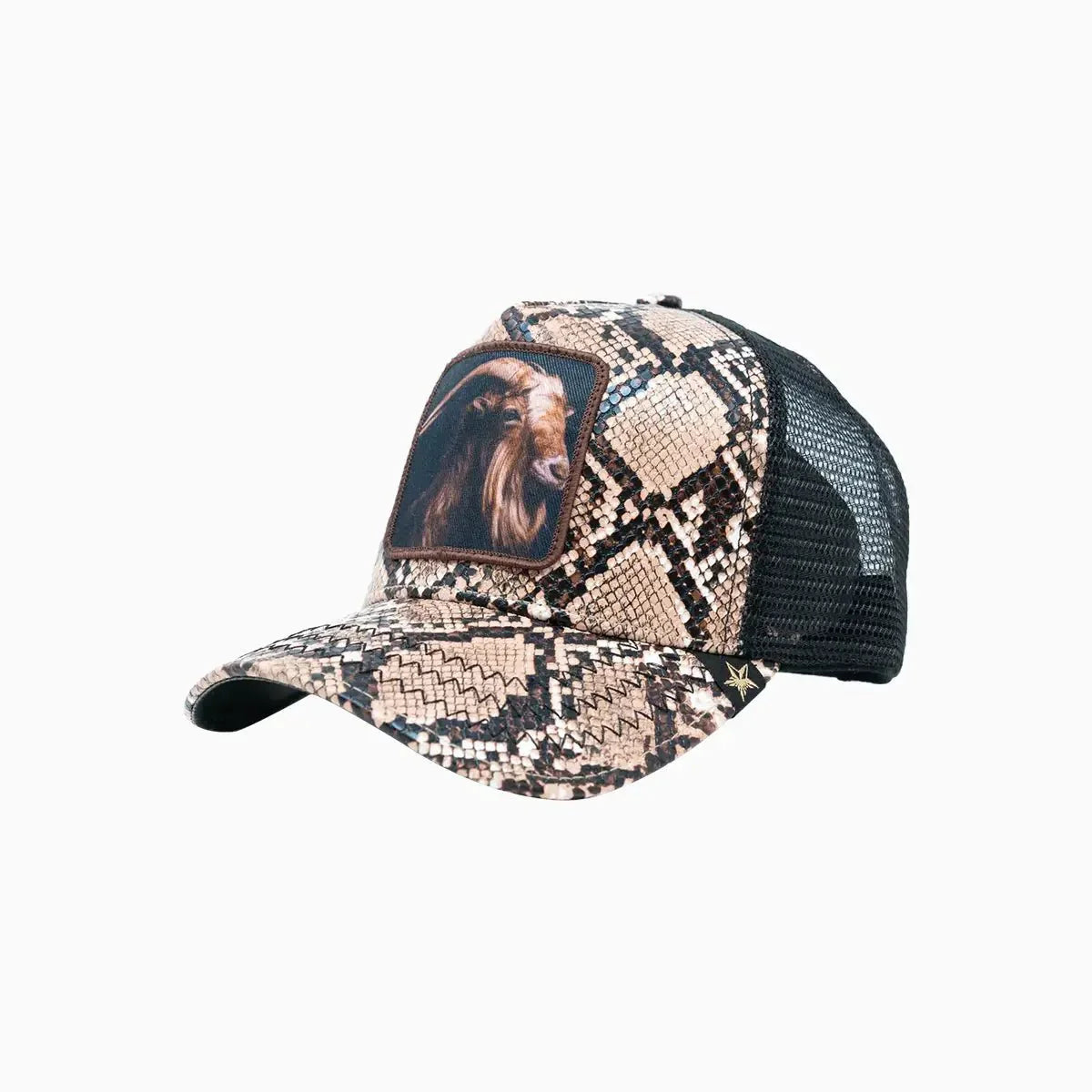 Goat Brown Leather Trucker Hat