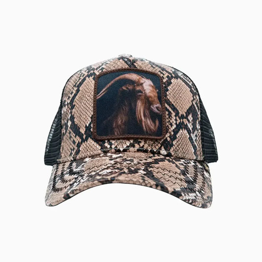 Goat Brown Leather Trucker Hat