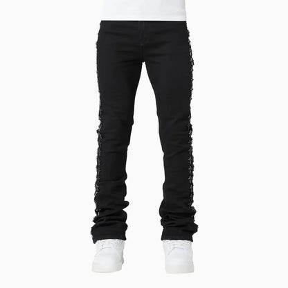 Men's All Black Crosses Embellished Denim Pant