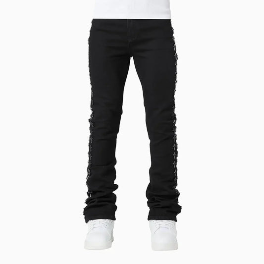 Men's All Black Crosses Embellished Denim Pant