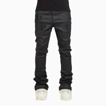 Men's Black Icon Embellished Denim Pant