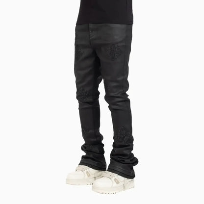 Men's Black Icon Embellished Denim Pant