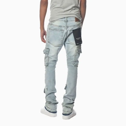 Men's Light Washed Cargo Jeans Pant