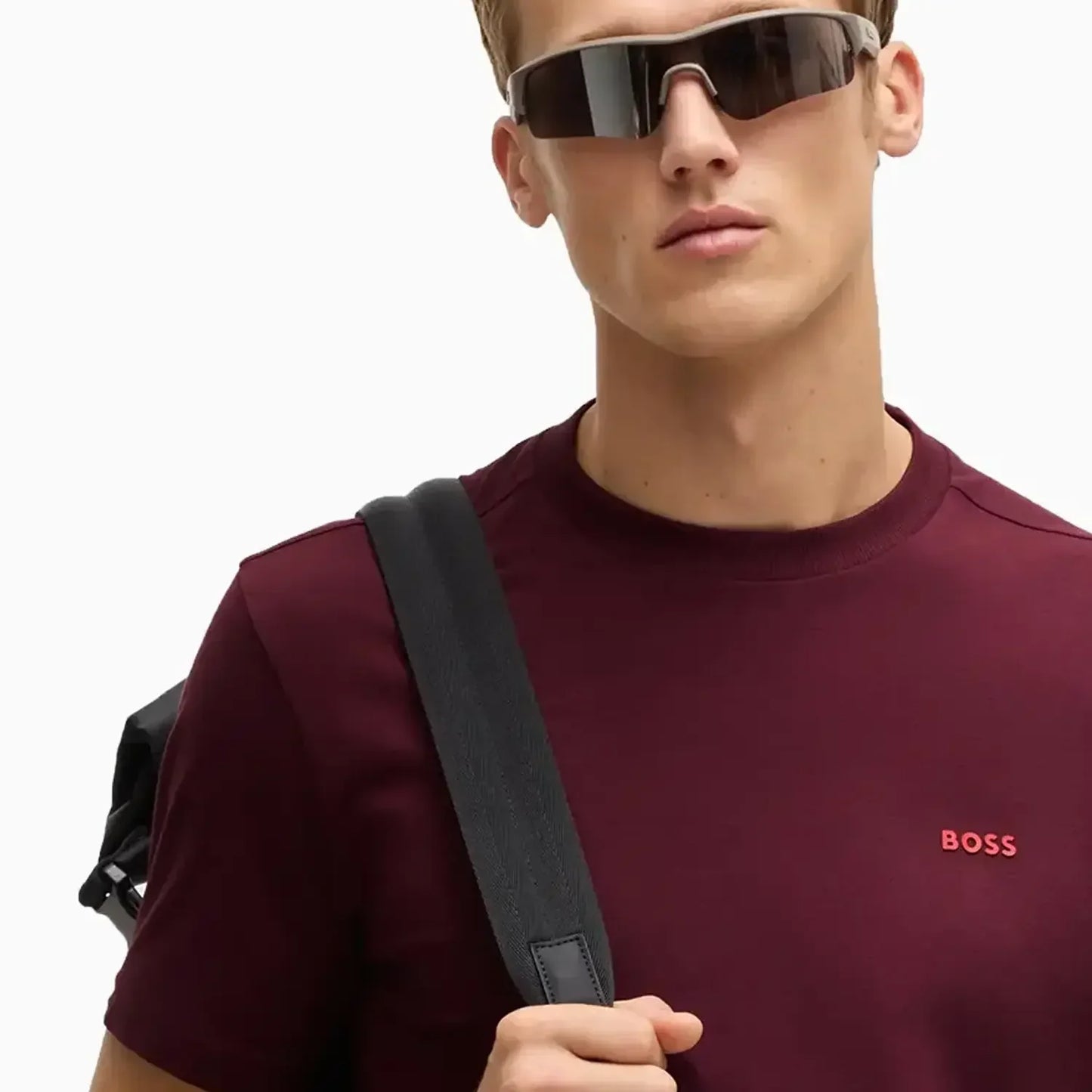 Men's Stretch Cotton Regular Fit T-Shirt With Contrast Logo