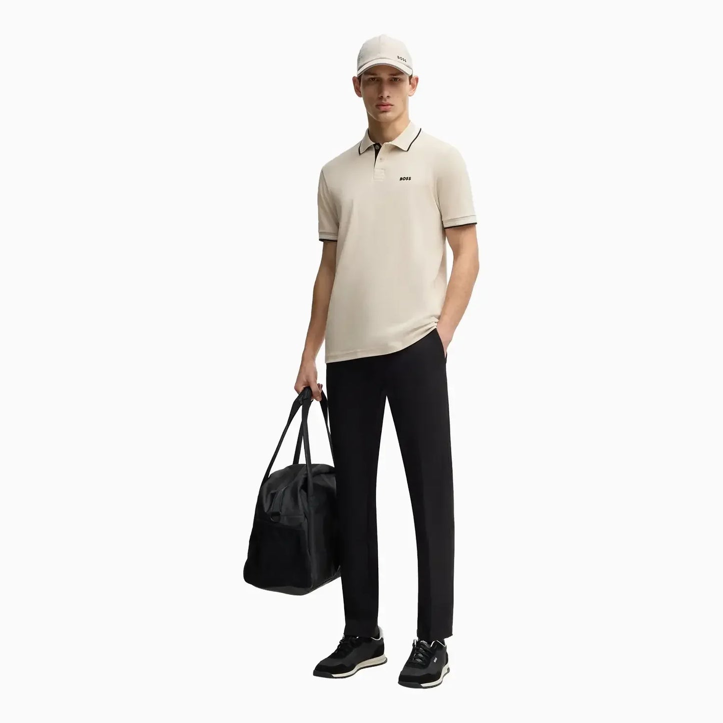 Men's Stretch Cotton Slim Fit Polo Shirt with Branding