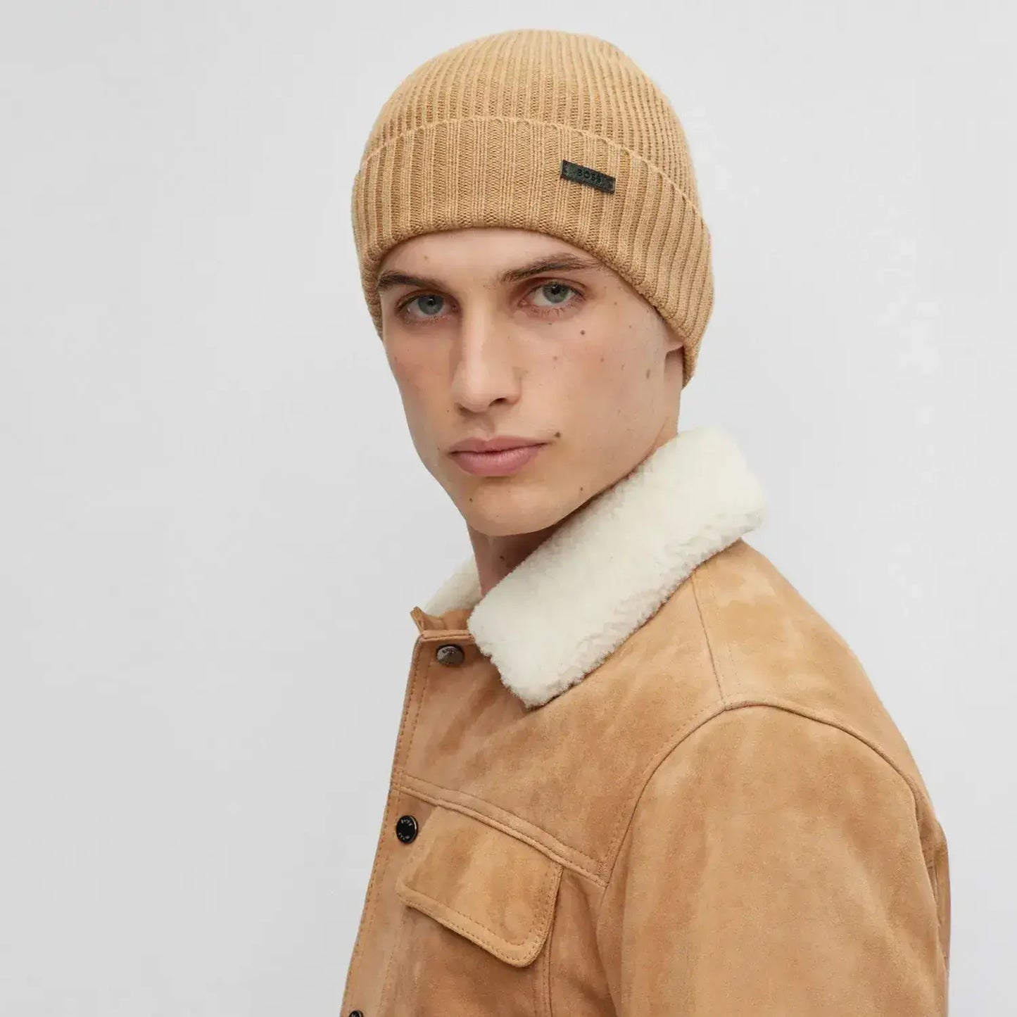 Ribbed Beanie Hat In Virgin Wool