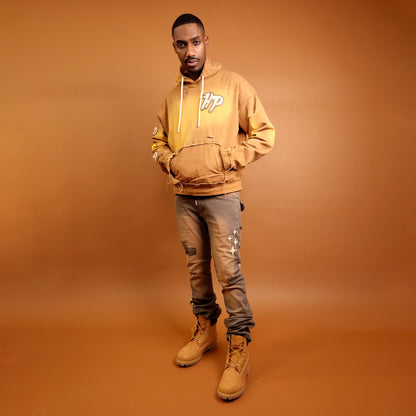 Men's Work Wear Distressed Pull Over Hoodie