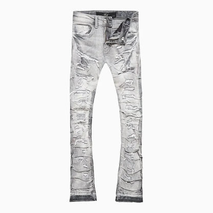Men's Pleated Side Seam Shredded Jeans Pant