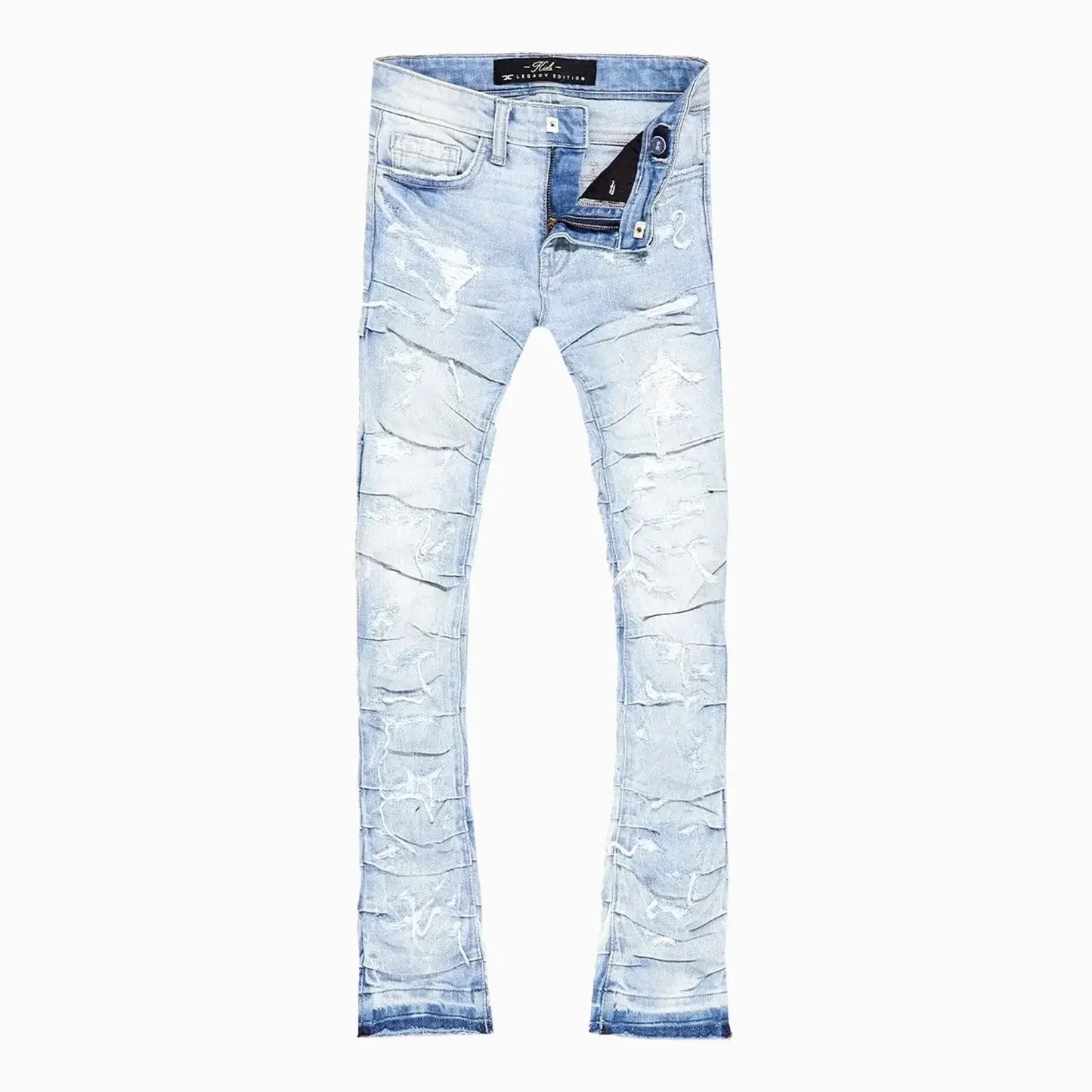 Men's Pleated Side Seam Shredded Jeans Pant