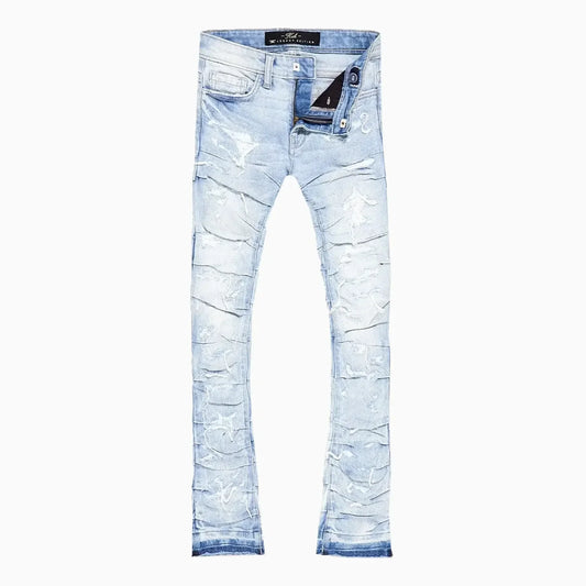 Men's Pleated Side Seam Shredded Jeans Pant
