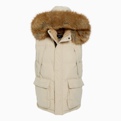 Men's Yukon Fur Lined Hooded Puffer Vest