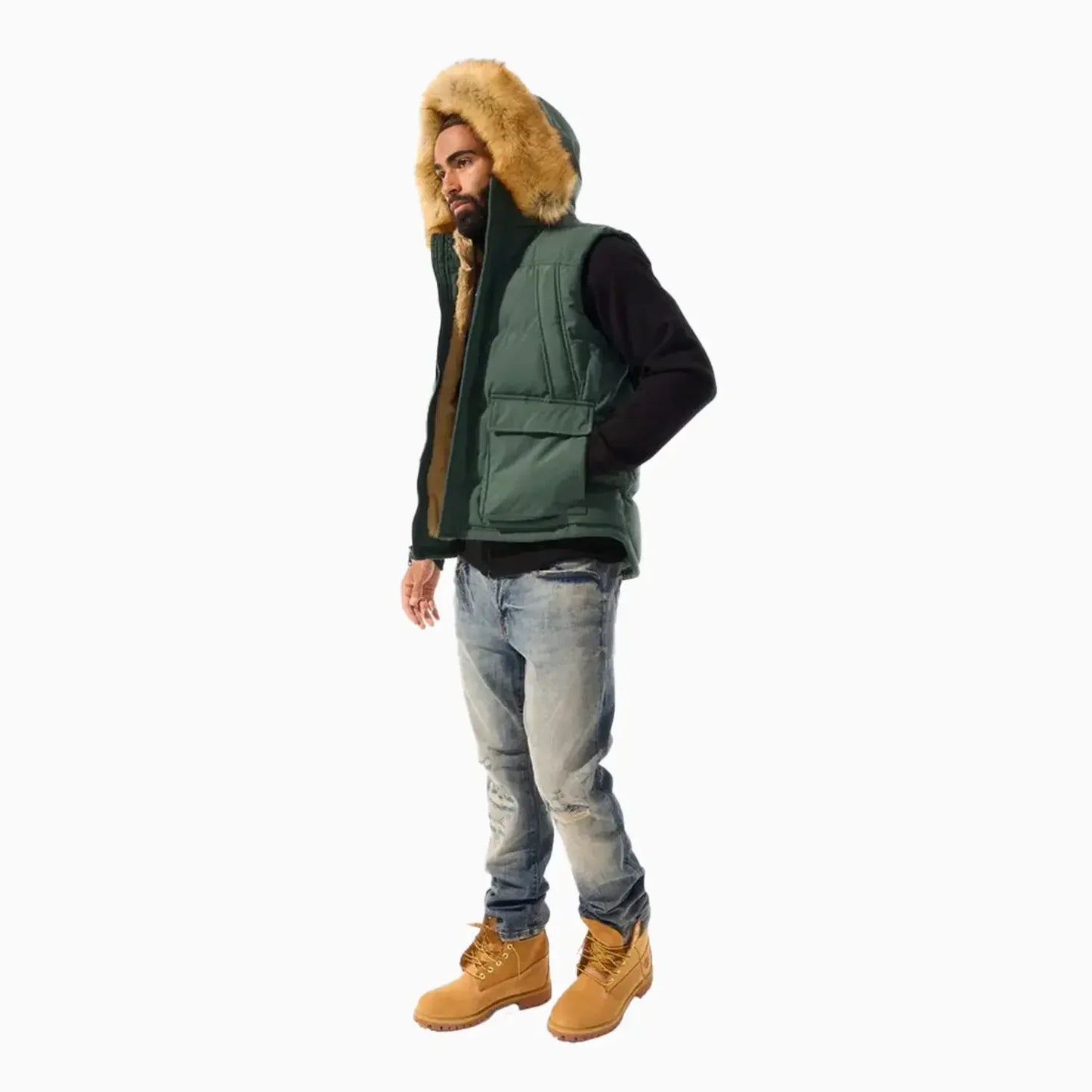 Men's Yukon Fur Lined Puffer Vest