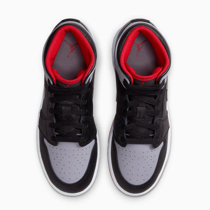 Kid's Air Jordan 1 Mid "Black Cement Grey" Grade School