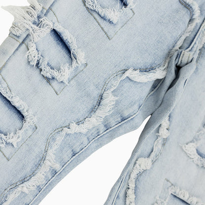 Men's Premium Stacked Rips Slim Denim Pant