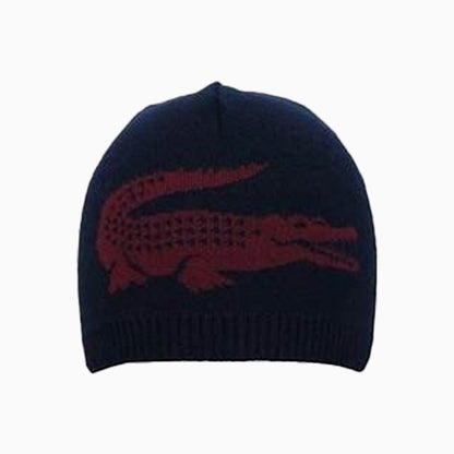 Jacquard Crocodile Wool Reversible Beanie Hat