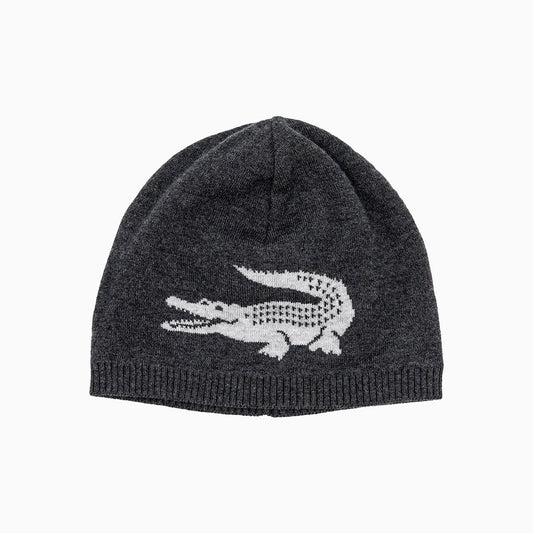 Jacquard Crocodile Wool Reversible Beanie Hat