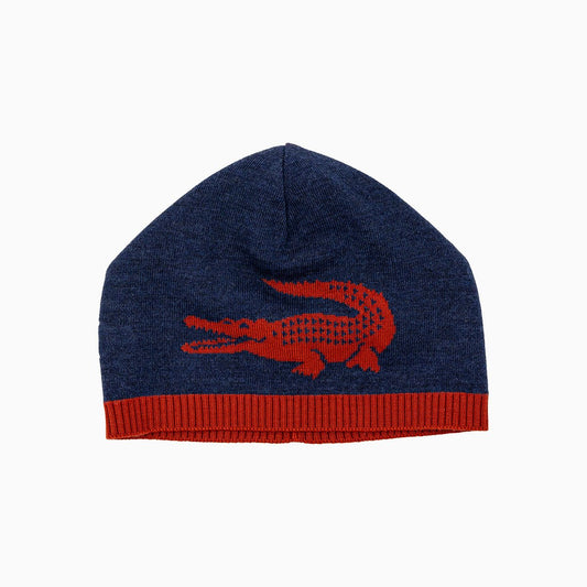 Jacquard Crocodile Wool Reversible Beanie Hat