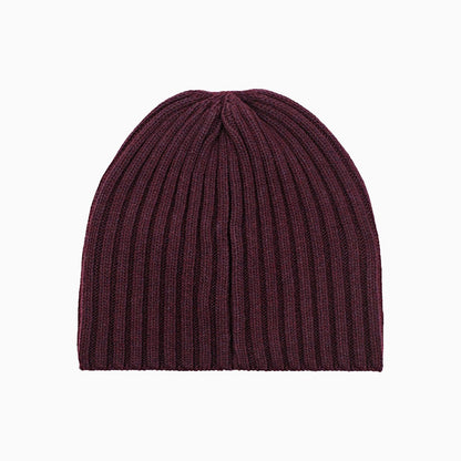 Ribbed Wool Knit Beanie Hat