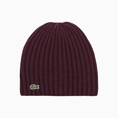 Ribbed Wool Knit Beanie Hat