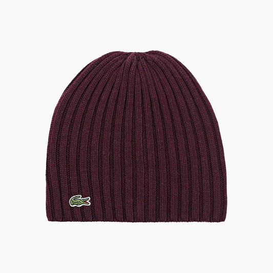 Ribbed Wool Knit Beanie Hat