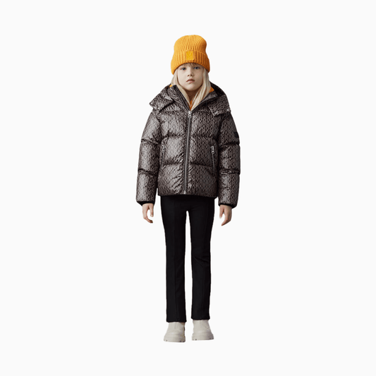 Kid's Jesse Lustrous Light Down Monogram Print Jacket