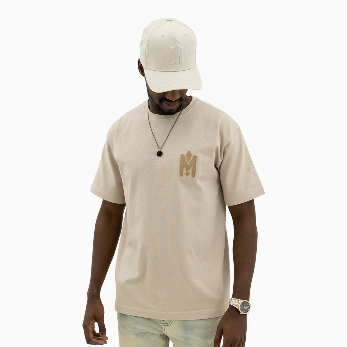 Men's Short Sleeve T-Shirt With Velvet Embroidery