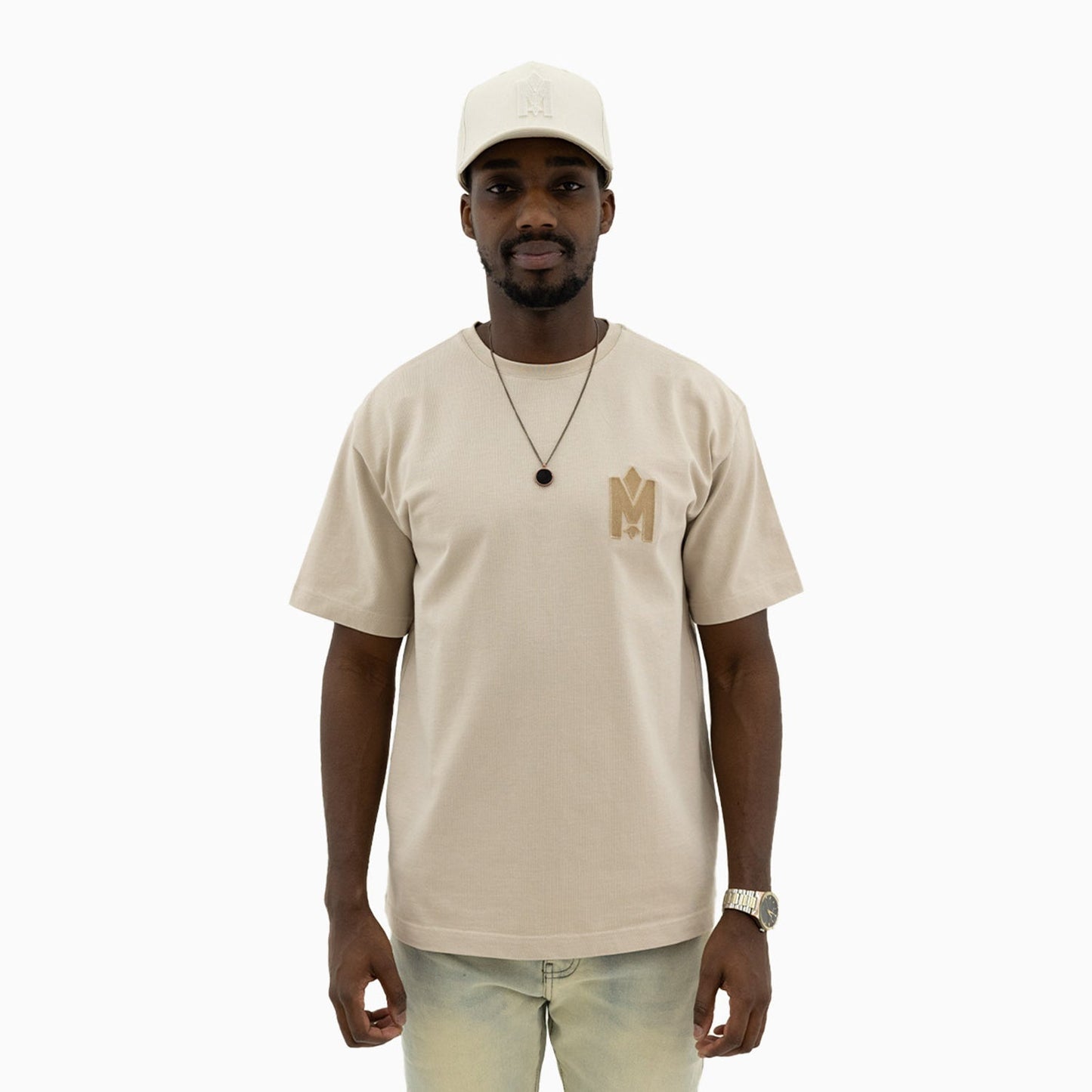 Men's Short Sleeve T-Shirt With Velvet Embroidery