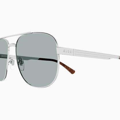 Men's Gucci Logo Silver Green Sunglasses
