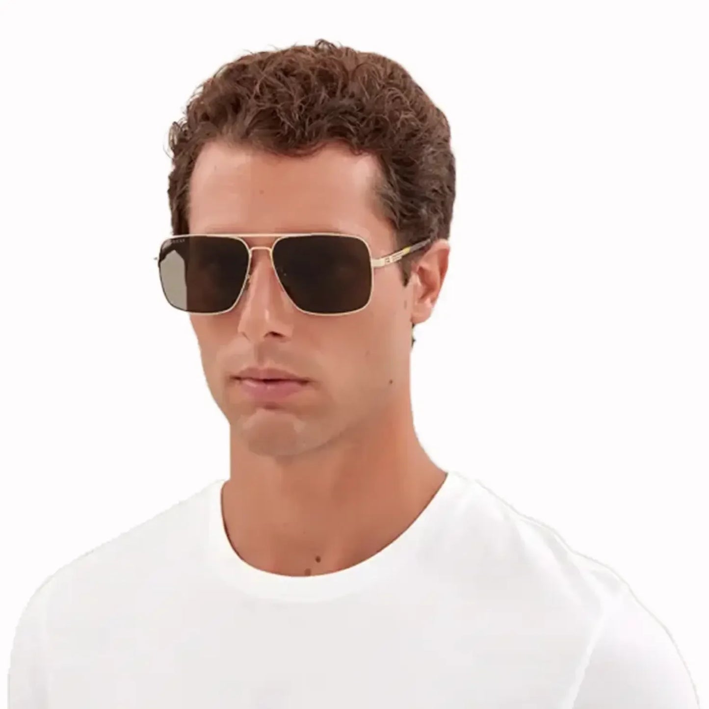 Men's Gucci Metal Gold Brown Sunglasses