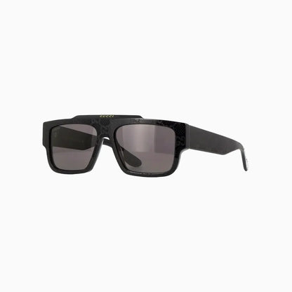 Men's Gucci Shiny Black with Embossed Logo Pattern Sunglasses