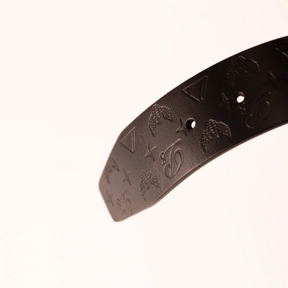 Men's Monogram Leather HC Belt Gold Black