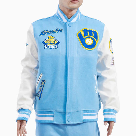 Men's Milwaukee Brewers Retro Classic Rib Wool Varsity Jacket