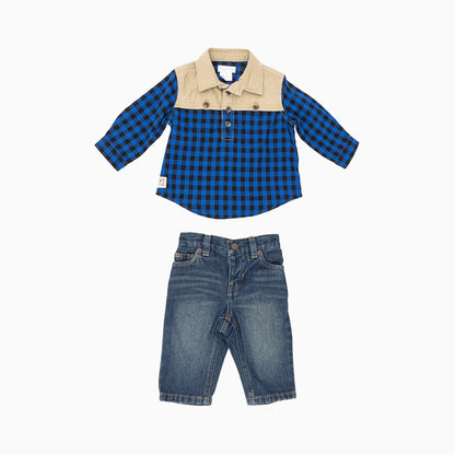 Kid's Brushed Twill Denim 2 Piece Set Outfit