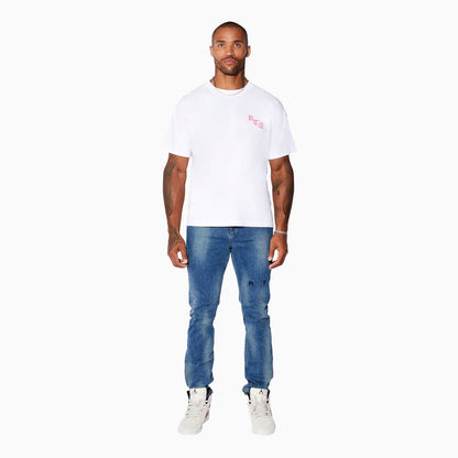 Men's  Ashes Pink In White T Shirt