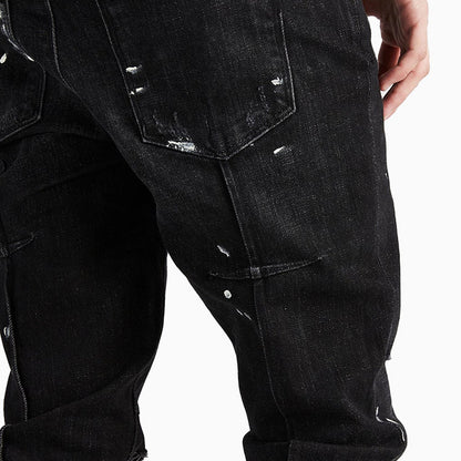 Men's Clayton Distressed Charcoal Paint Denim Pant