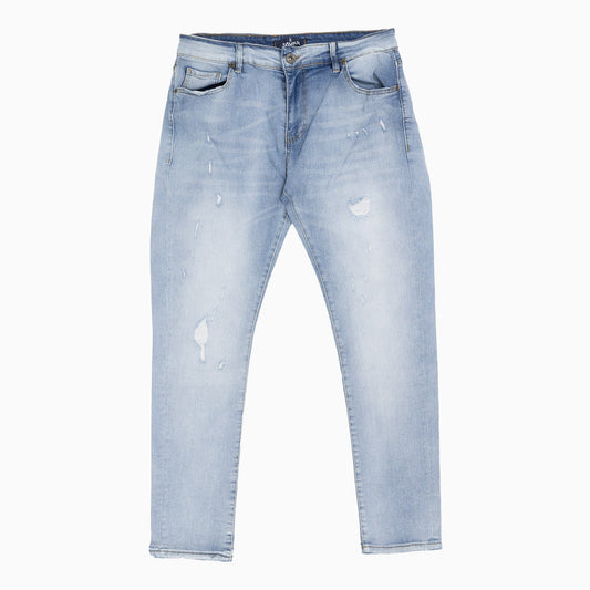 Men's Ribbed Light Blue Slim Denim Pant