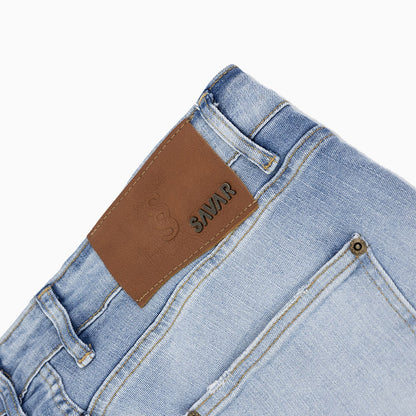 Men's Ribbed Light Blue Slim Denim Pant